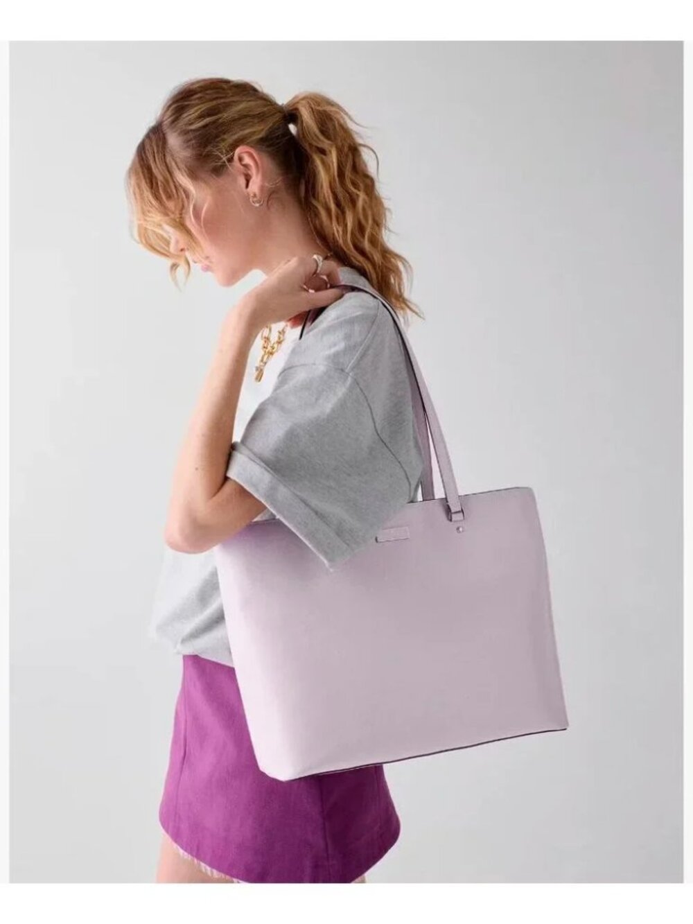 NWT Kate Spade Bridget Crinkle Patent Large Tote w Dustbag in Lilac - MSRP $399 - Picture 2 of 4